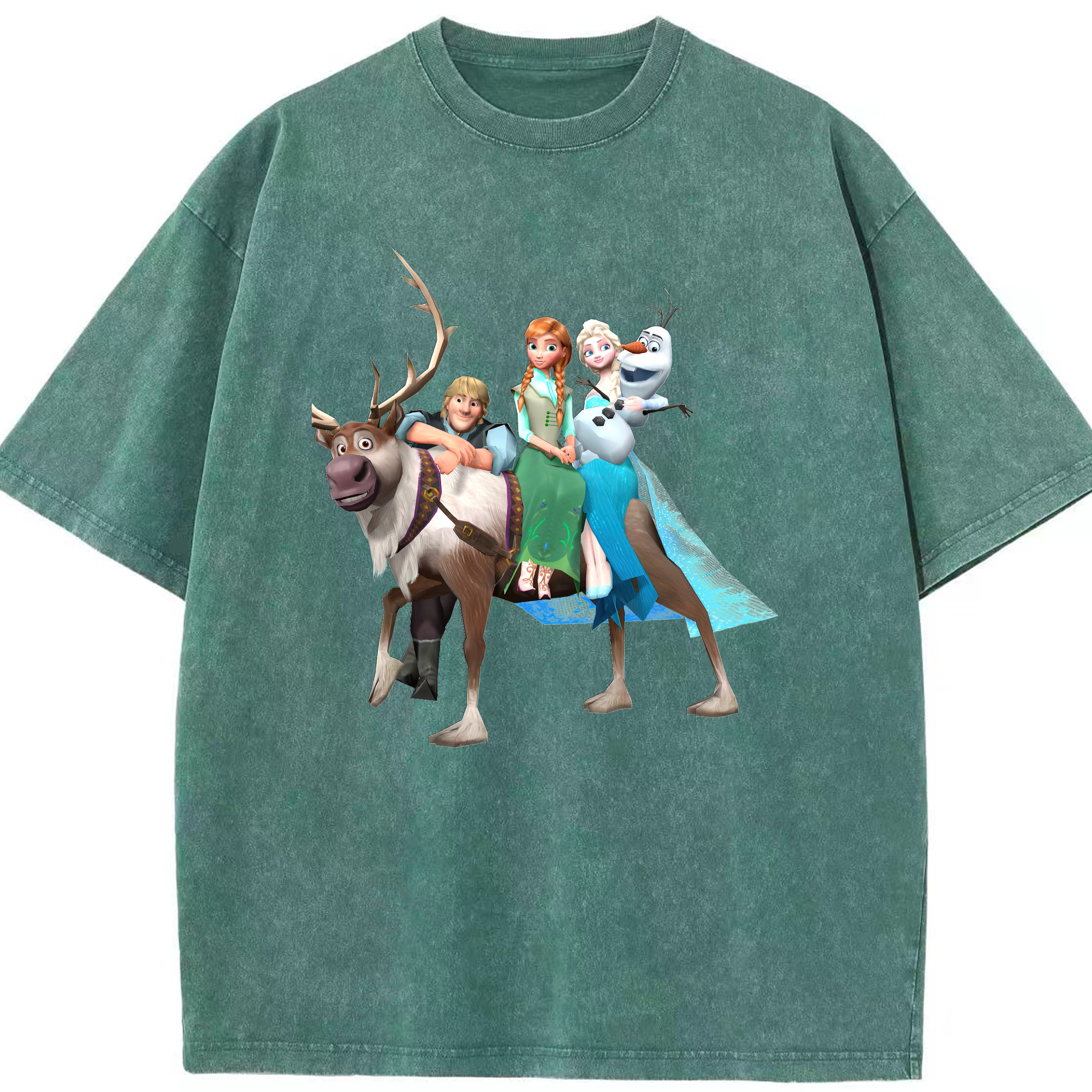 （画像用） アナと雪の女王 アンナ エルサ Frozen Anna Elsa 綿100% ヴィンテージ風 半袖Tシャツ（フロントプリント）